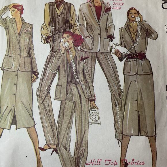 McCalls 6724 Jacket Vest Skirt Pant Pattern Miss 8 Pockets Tapered Suit Lined - Picture 1 of 5